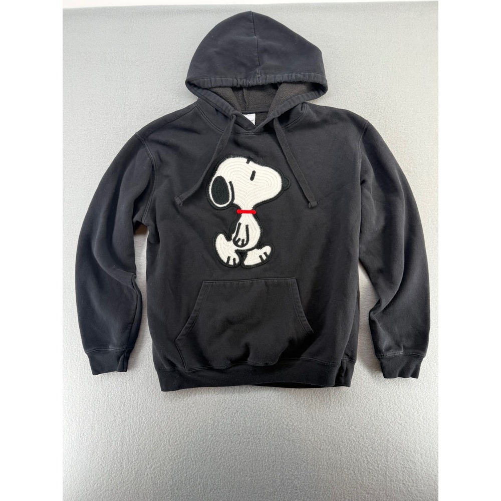 Peanuts Snoopy Chenille Patch Hoodie Black Mens Large PNSJEF2-3L52